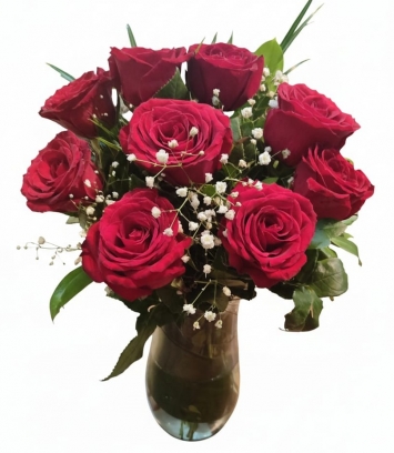 Silindir Vazoda 11 İthal Kırmızı Gül Arajmanı