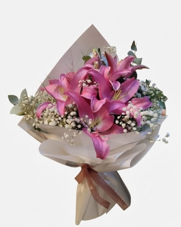 Pembe Lilyum Buketi
